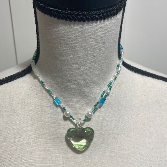 None Jewelry - Brand New! Beaded necklace with glass pendant